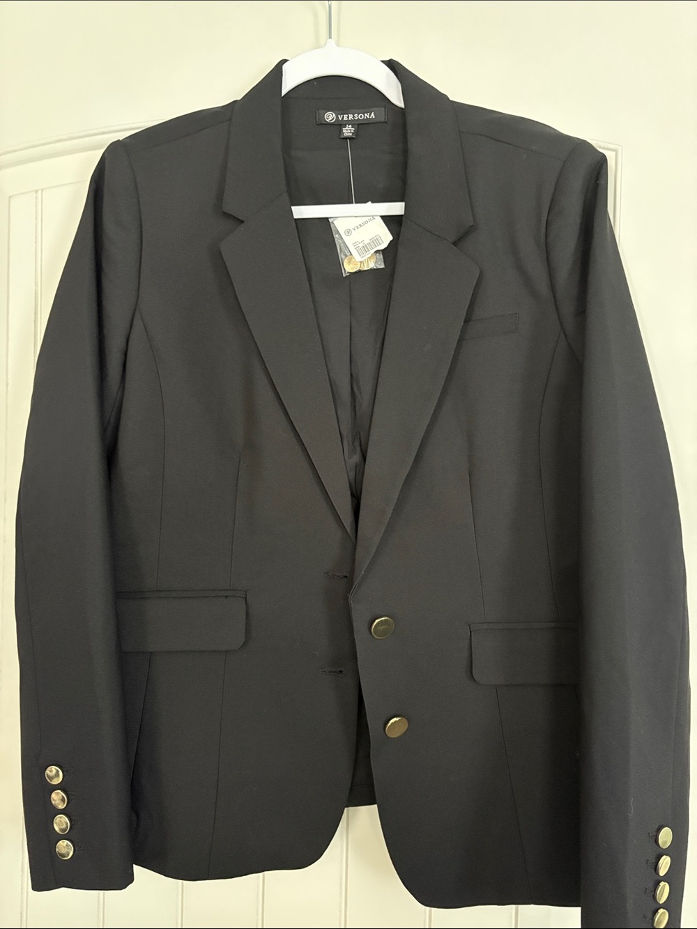 Women’s Black Two-Button Notch Lapel Blazer Verona - Picture 2 of 3